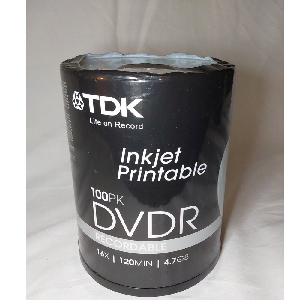 100 Pack Spindle TDK DVD-R 4.7 GB 16x Recordable Blank Discs NEW